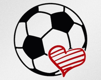 Soccer Ball Heart Svg, Dxf, Eps, Ai, Cdr Vector Files for Silhouette, Cricut, Cutting Plotter, Png file