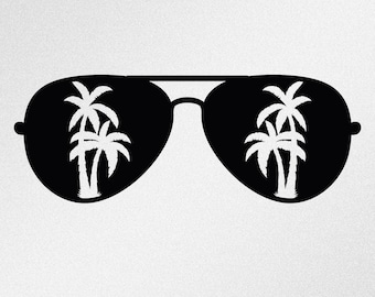 Sunglasses Palm Trees Svg, Dxf, Eps, Ai, Cdr Vector Files for Silhouette, Cricut, Cutting Plotter, Png File