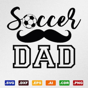 Fußball Papa Schnurrbart SVG, Dxf, Eps, Ai, Cdr Vektordateien für Silhouette, Cricut, Schneideplotter, Png-Datei