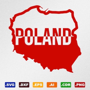 Poland Map Flag Svg, Dxf, Eps, Ai, Cdr Vector Files for Silhouette, Cricut, Cutting Plotter, Png file