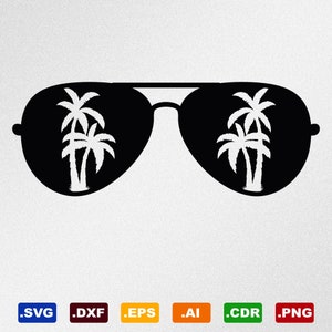 Sunglasses Palm Trees Svg, Dxf, Eps, Ai, Cdr Vector Files for Silhouette, Cricut, Cutting Plotter, Png File