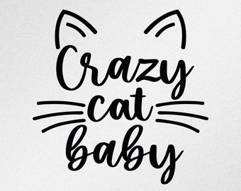 Gato loco bebé SVG: Archivos vectoriales (descarga digital)