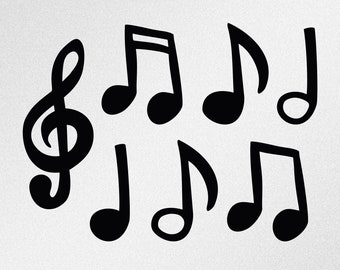 Muzieknoten Svg, dxf, eps vectorbestanden voor de Cricut, silhouet, snijplotter, png-bestand