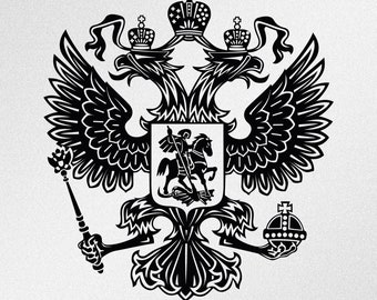 Escudo de armas del águila rusa de Rusia Svg, Dxf, Eps Archivos vectoriales para Cricut, Silueta, Plotter de corte, Archivo Png para sublimación