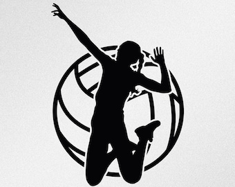 Volleyball Player Ball Contour, Svg, Dxf, Eps Vector Files for Silhouette, Cricut, Cutting Plotter, Png file