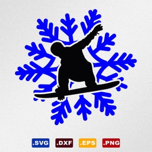 Snowboarder Snowboarding Snowboard Schneeflocke SVG, Dxf, Eps Vektordateien für Cricut, Silhouette, Schneideplotter, Png-Datei für Sublimation
