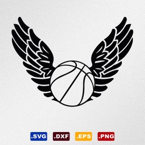 Alas de pelota de baloncesto Svg, Dxf, Eps Archivos vectoriales para Cricut, Silueta, Plotter de corte, Archivo Png para sublimación