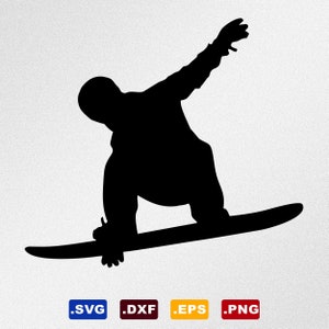 Snowboarder Snowboarding Snowboard SVG, Dxf, Eps Vektordateien für Cricut, Silhouette, Schneideplotter, Png-Datei für Sublimation