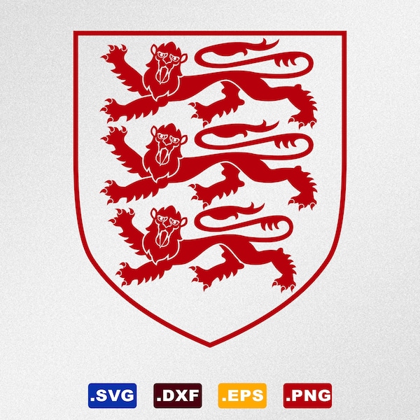 Three Lions Royal Arms Of England Crest Symbol Svg, Dxf, Eps Vector Files for Cricut, Silhouette, Cutting Plotter, Png File for Sublimation