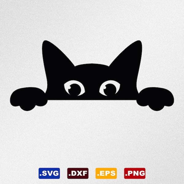 Peeking Cat Svg, Dxf, Eps Vector Files for Silhouette, Cricut, Cutting Plotter, Png File