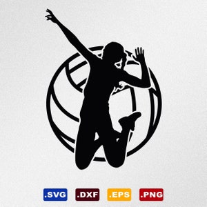 Contorno da bola do jogador de voleibol, Svg, Dxf, arquivos vetoriais Eps para silhueta, Cricut, plotter de corte, arquivo Png