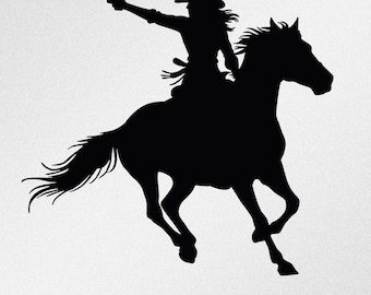 Cowgirl Horse Riding Revolver SVG: Cricut & Silhouette Vector Files