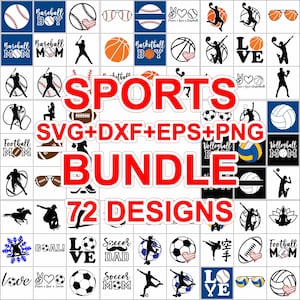 Sports Bundle Svg, Dxf, Eps Vector Files for Cricut, Silhouette, Cutting Plotter, Png Files for Sublimation
