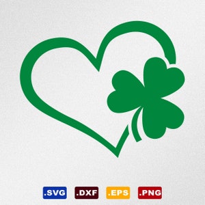 Puede incluir: Un trébol de tres hojas verde dentro de una forma de corazón verde.