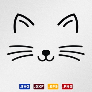 Cat Face, Svg, Dxf, Eps Vector Files for Silhouette, Cricut, Cutting Plotter, Png File