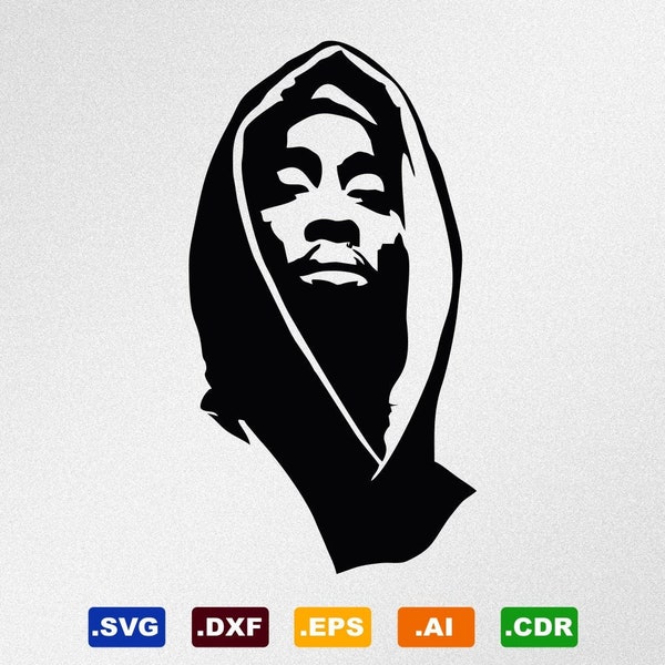 Tupac Shakur Portrait Svg, Dxf, Eps, Ai, Cdr Vector Files for Silhouette, Cricut, Cutting Plotter