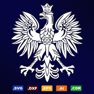 Polish Eagle Symbol Emblem Coat Of Arms Svg, Dxf, Eps, Ai, Cdr Vector Files for Silhouette, Cricut, Cutting Plotter image 1