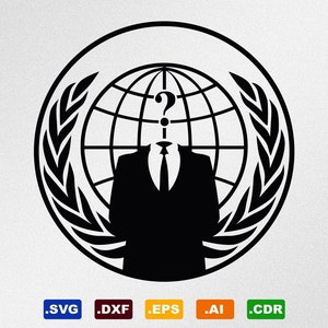 Anonymous Globe Question Mark Svg, Dxf, Eps, Ai, Cdr Vector Files for Silhouette, Cricut, Cutting Plotter
