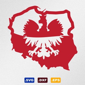 Polen Karte Adler Flagge SVG, Dxf, eps, Vektordateien für Silhouette, Cricut, Schneideplotter