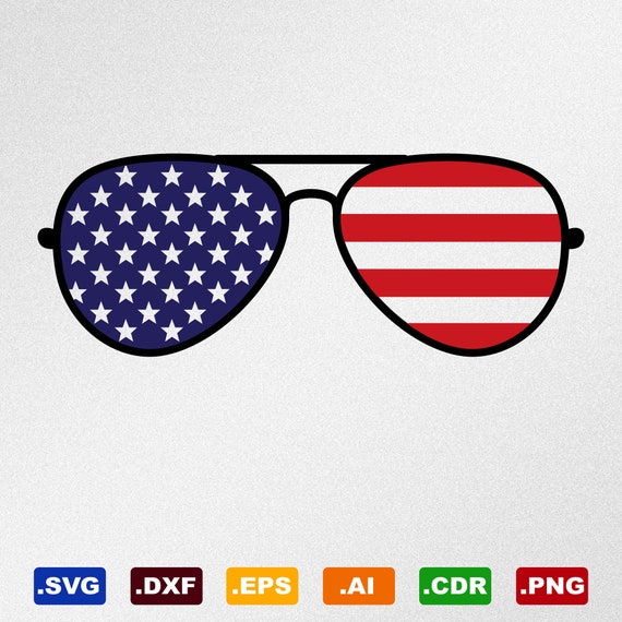 Aviator Sunglasses American Flag Svg, Dxf, Eps, Ai, Cdr Vector Files for  Silhouette, Cricut, Cutting Plotter, Png file