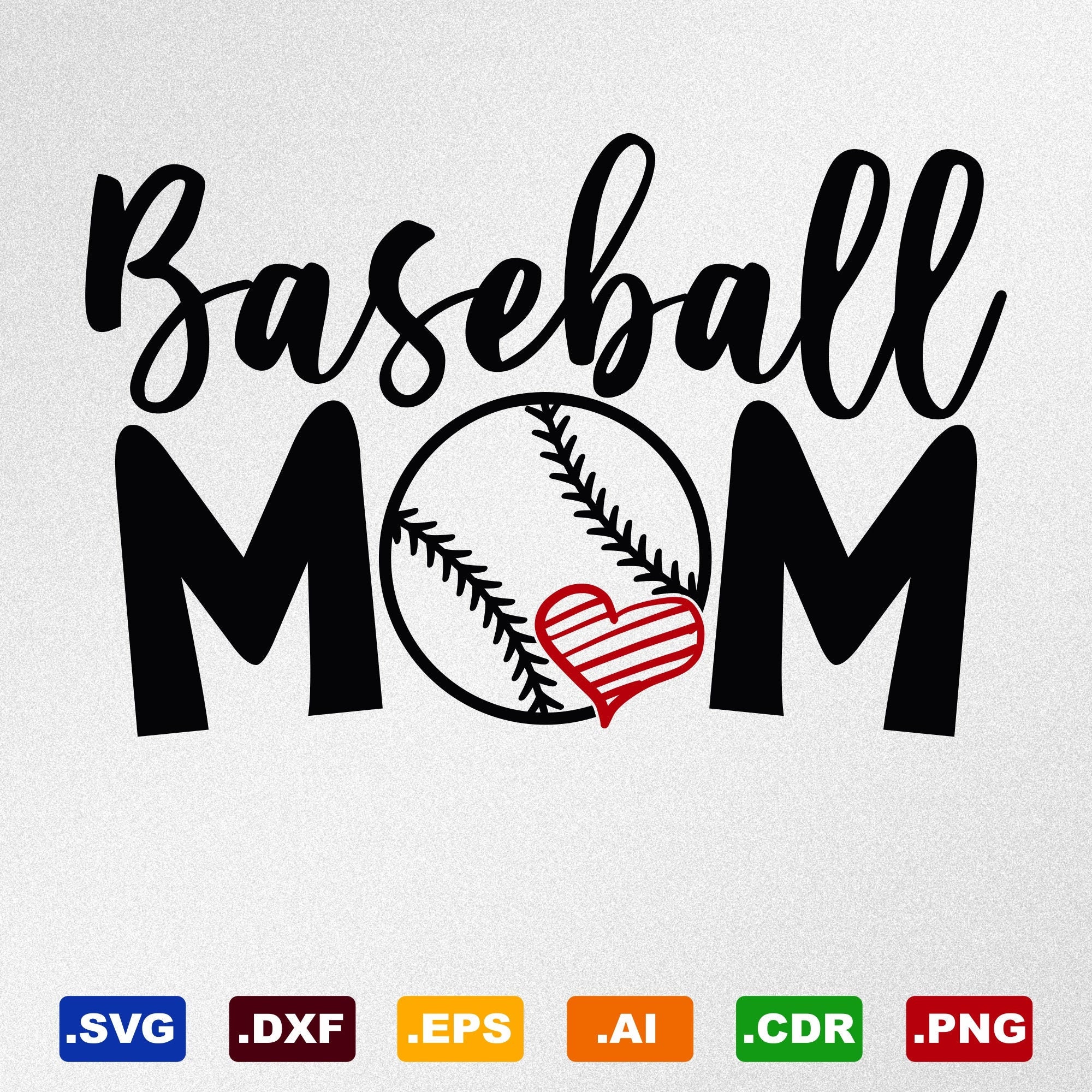 Baseball Mom Heart Svg, Dxf, Eps, Ai, Cdr Vector Files for Silhouette…