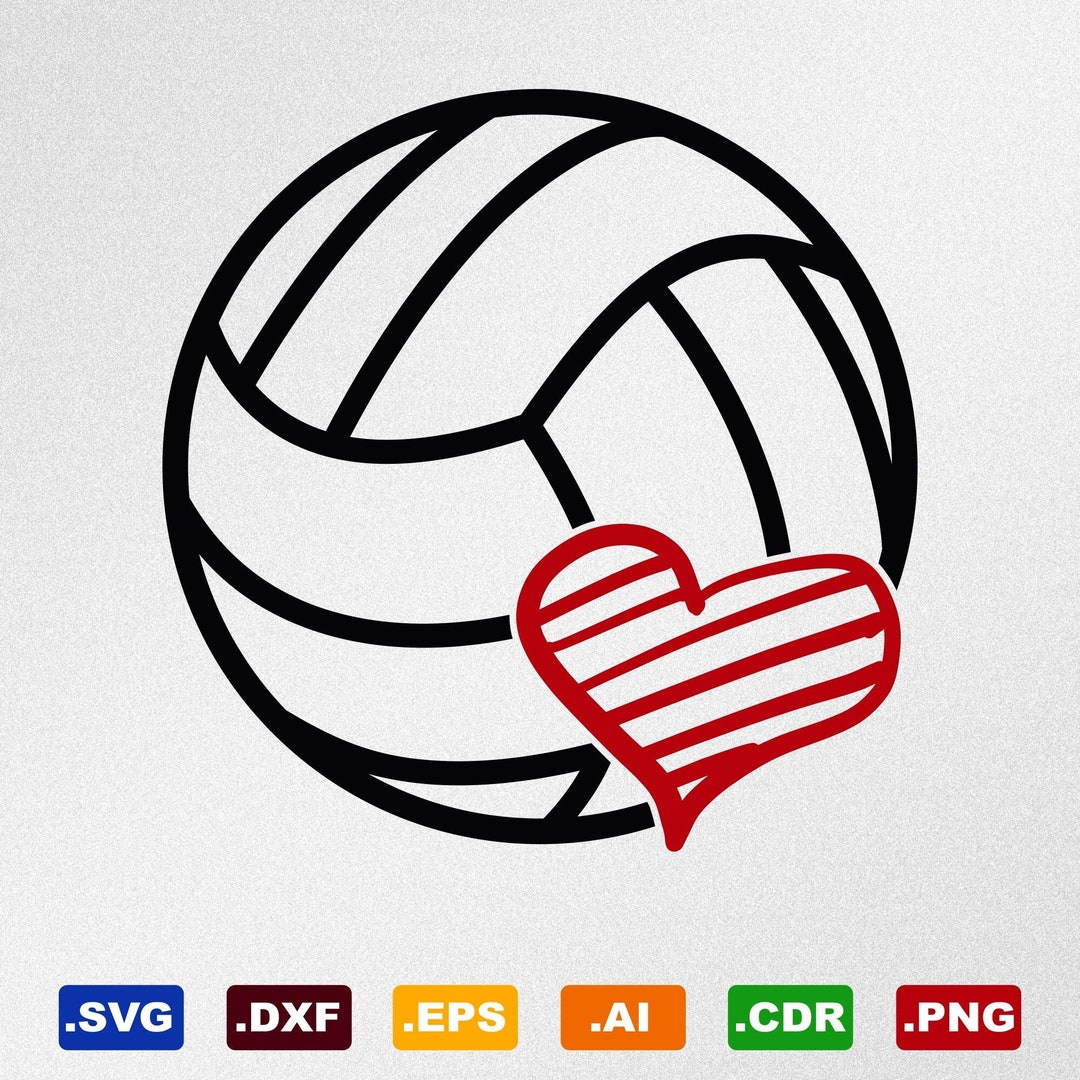 Volleyball Heart Svg, Dxf, Eps, Ai, Cdr Vector Files for Silhouette ...