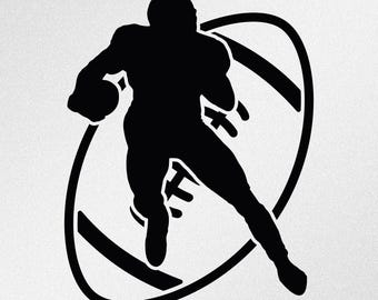American Football Player Ball Vinyl Decal Sticker