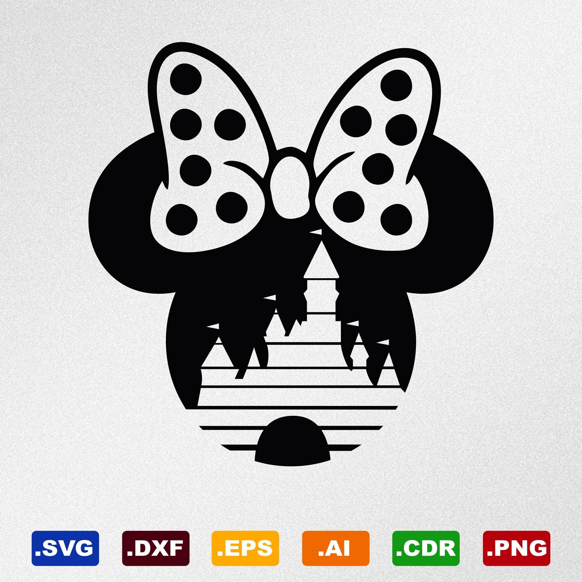 Minnie Mouse Head Castle Svg Dxf Eps Ai Cdr Vector Files | Etsy Singapore