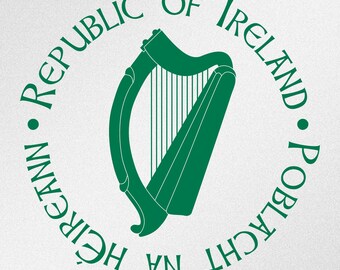 Arpa irlandesa, República de Irlanda, Poblacht na hÉireann, pegatina de calcomanía de vinilo