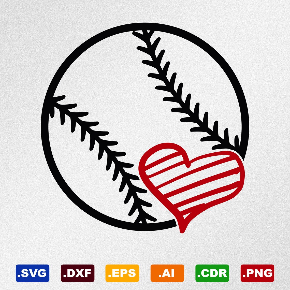 Baseball Heart Svg Dxf Eps Ai Cdr Vector Files for | Etsy