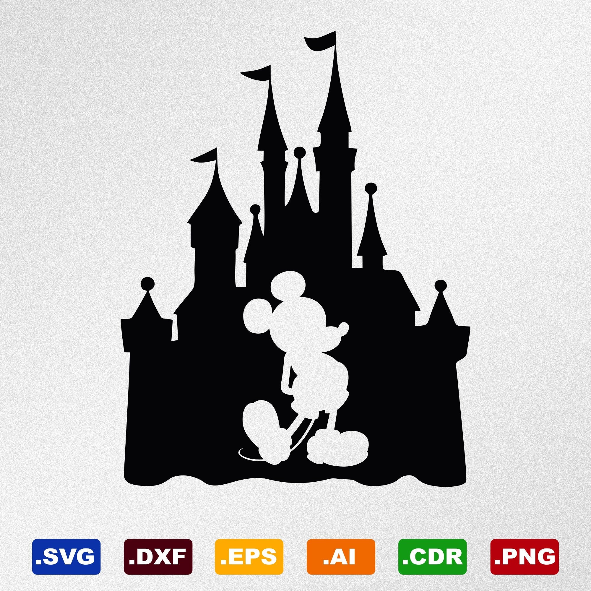 Mickey Mouse Castle Svg Dxf Eps Ai Cdr Vector Files for | Etsy