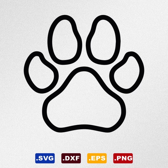 Dog Paw Print Contour Svg Dxf Eps Vector Files for | Etsy