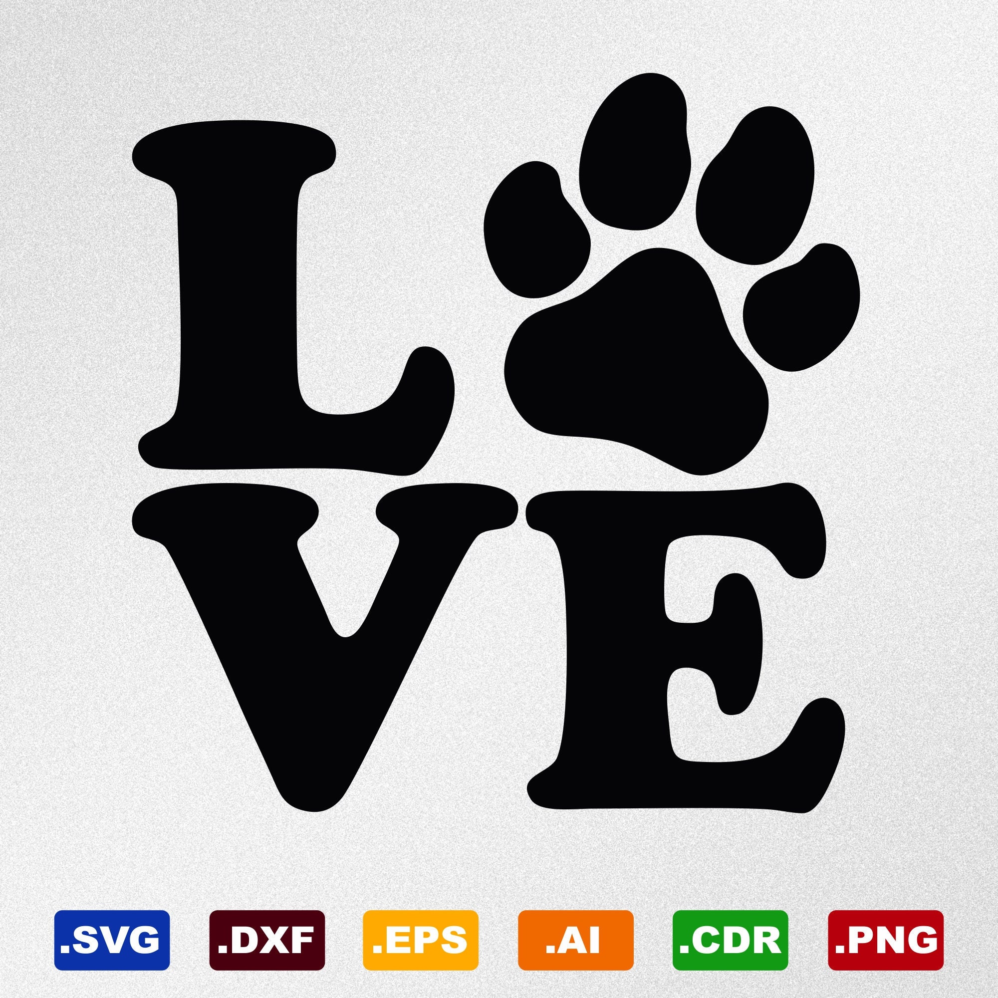 Love Paw Print Svg Dxf Eps Ai Cdr Vector Files for | Etsy