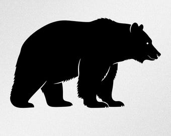 Archivos vectoriales de oso grizzly (SVG, DXF y EPS) para Cricut, Silhouette, Plotter de corte y PNG para sublimación.