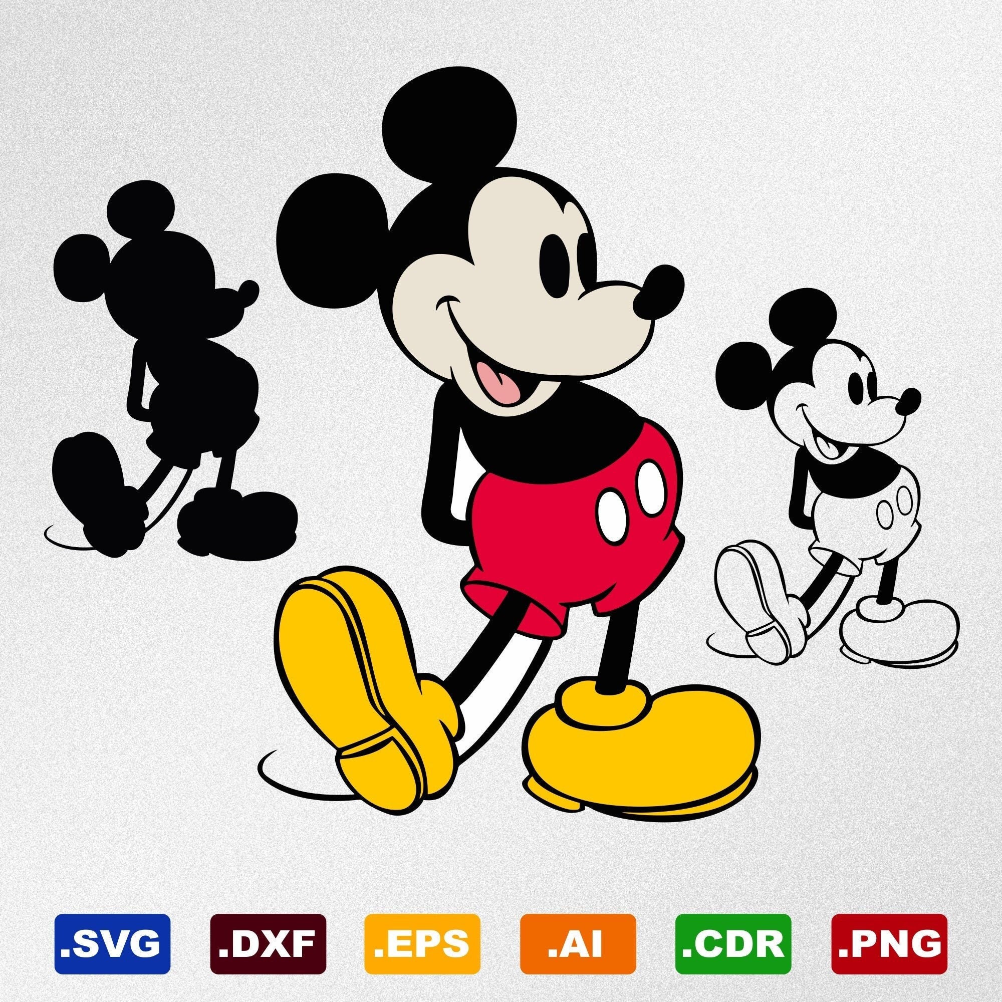 Mickey Mouse Vintage Retro Svg Dxf Eps Ai Cdr Vector Files | Etsy