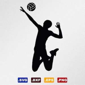 Jogador de vôlei Svg, Dxf, arquivos vetoriais Eps para Cricut, Silhouette, plotter de corte, arquivo PNG para sublimação