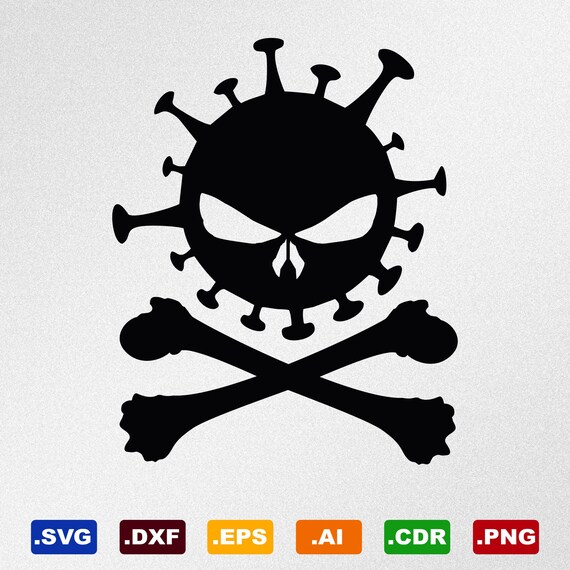 Virus Skull Crossbones Svg Dxf Eps Ai Cdr Vector Files For Etsy Canada