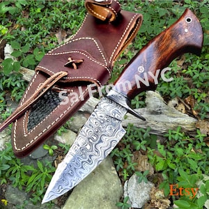Damascus Knife Handmade Hunting Damascus knife, Hand forged Damascus Steel knife | Birthday Gift for him | Unique Fathers Day Gift