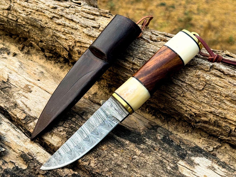 Damascus Steel Puukko Knife, Handmade Puukko Hunting knife best Christmas gift, Anniversary gift, Birthday gift, Last Minute gift