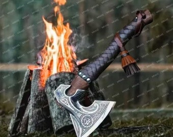 Forged Handcrafted Carbon Steel Viking Axe - Norse and Collectible Tomahawk Hatchet, Unique Gifts, Gift for  him, Christmas Gift