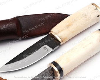 Couteau Puukko fait main avec manche en os, couteau de chasse pour homme, couteau de chasse, cadeau de la Saint-Valentin, cadeau unique pour lui, cadeau d'anniversaire, Saint-Valentin