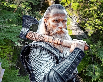 Personalized Gift VIKING AXE Hand Forged Carbon Steel, Ragnar Decorative Hatchet with Sheath