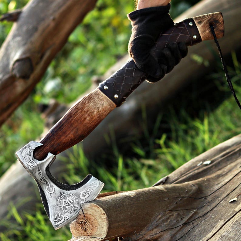 Personalized Gift VIKING AXE Hand Forged Carbon Steel, Ragnar ...