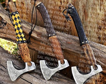 Custom VIKING AXE, Viking-Hatchet Forged Carbon Steel hatchet- Ragnar Axe - Rose Wood Shaft, Christmas Gift, Gifts For men, Gifts For him