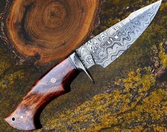 Handmade Forged Damascus Hunting knife With Sheath, Personalized Gift for HIM| Christmas Gift