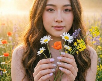 Safe, Non toxic- water based nail polish, peel off to remove- Wildflowers