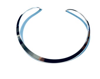 Vintage Original Designed And Crafted By NE From Solid Sterling Silver Neckring Circa 1960s Denmark