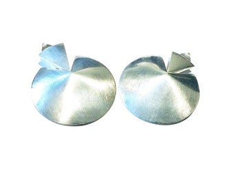 Rare Designed And Crafted By Hans Hansen Sterling Silver Clip-On Earrings Circa 1960s Denmark