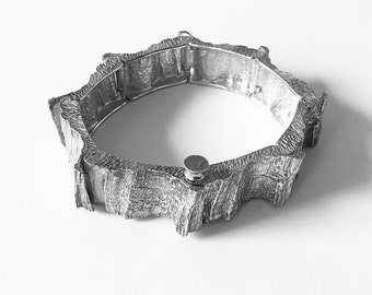 Original Knud V. Andersen For Anton Michelsen “TREE BARK” Effect Sterling Silver Bracelet Circa 1960s Denmark