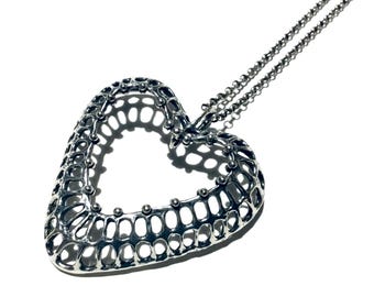 Very Rare Else And Paul Hughes Very Large Sterling Silver Pendant On Sterling Silver Chain Circa 1960s Norway